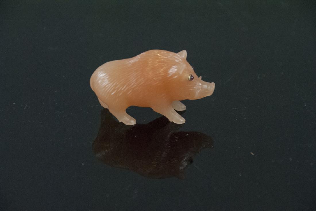 Russian Hand Carved Agate Boar Statue w Fitted Box (1 of 7)