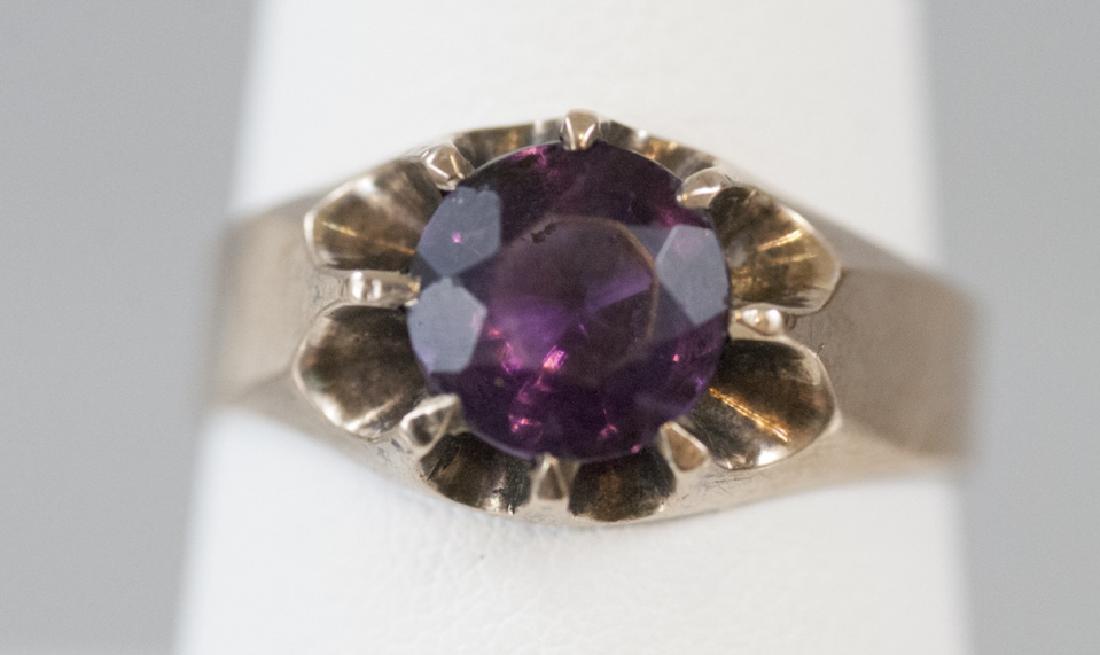 Antique Belcher Set Amethyst 14kt Rose Gold Ring (1 of 4)