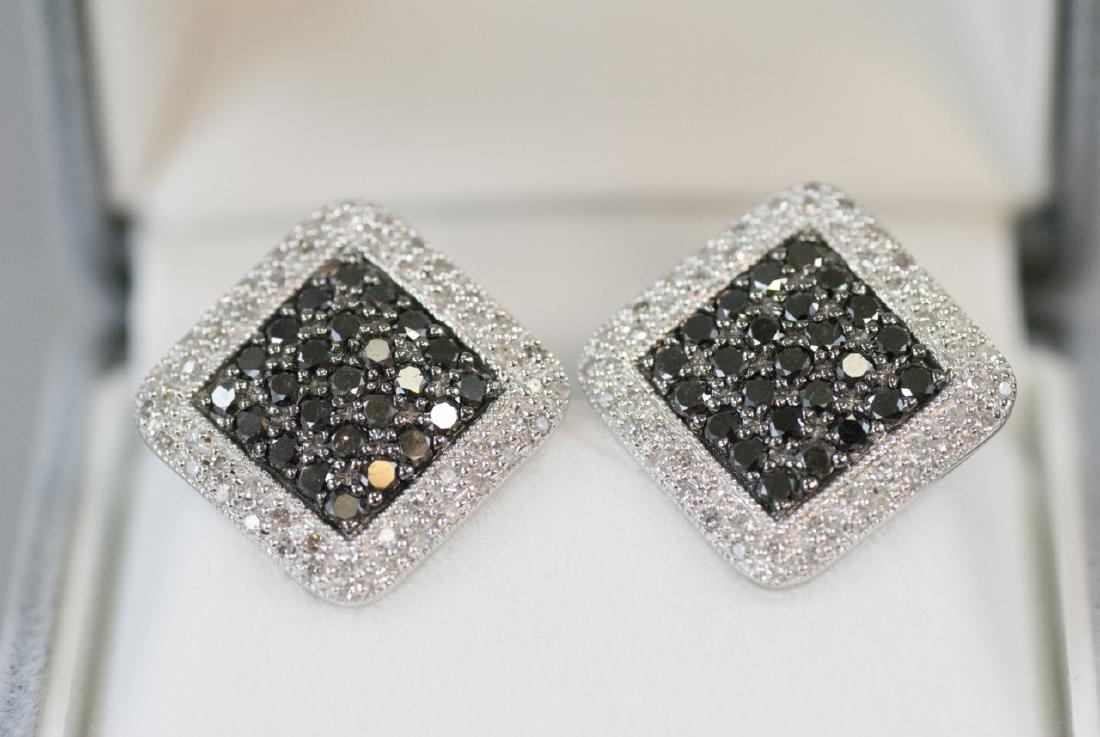 Pair White Gold Diamond & Black Diamond Earrings (1 of 4)
