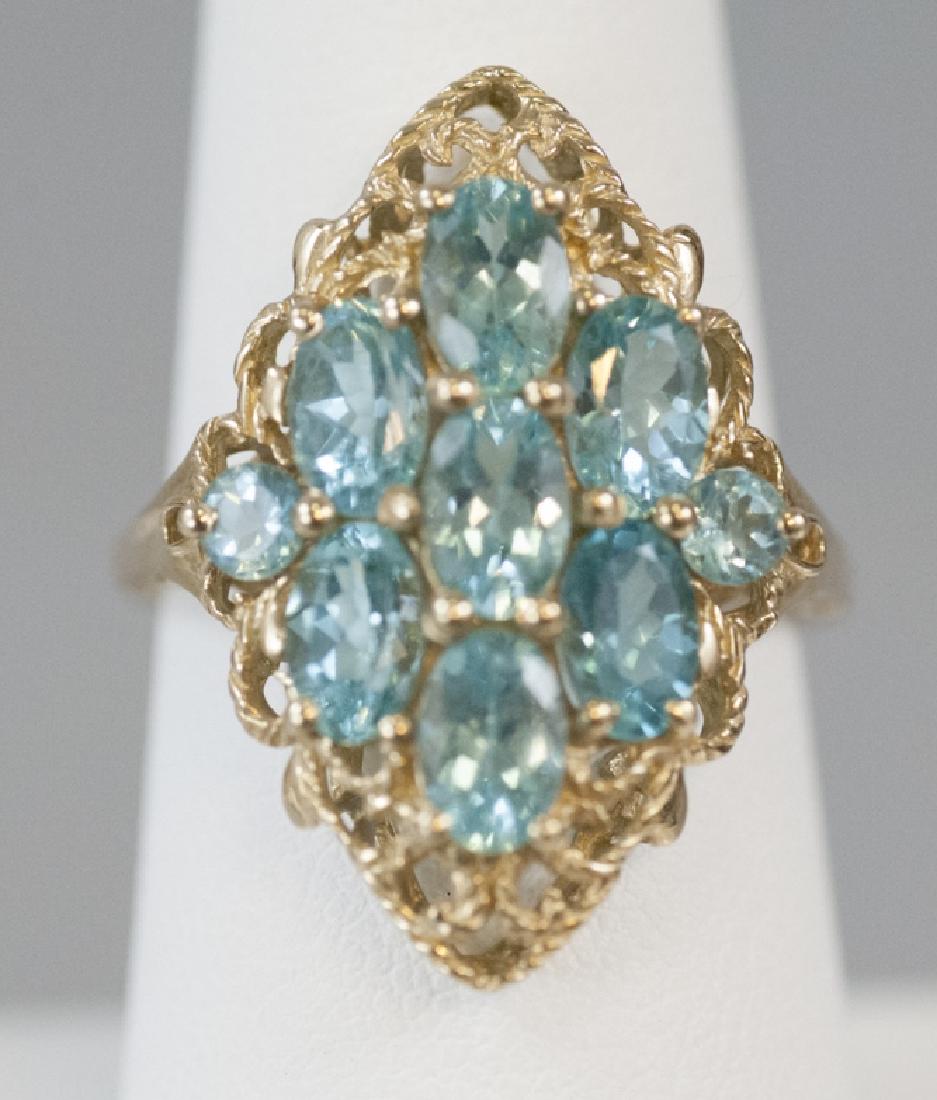 Estate Yellow Gold Filigree Navette Form Ring (1 of 4)