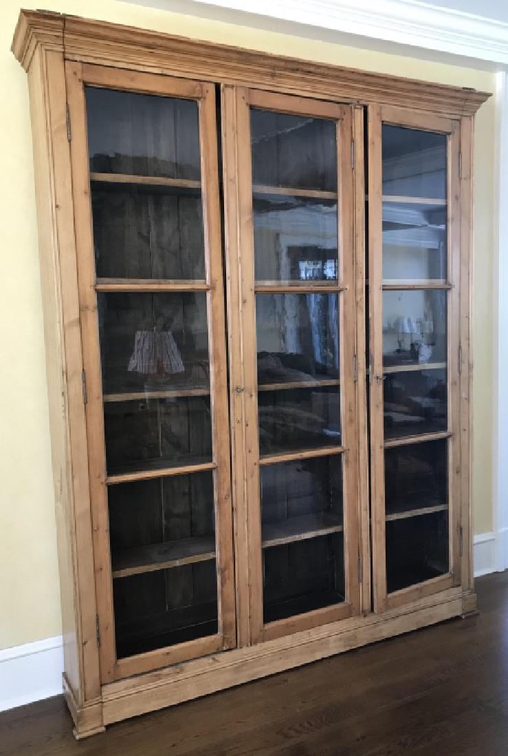 Custom Antique Pine Wood Library Display Cabinet (1 of 4)