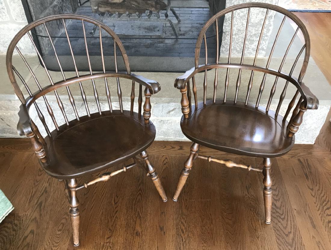Pair Nichols & Stone Barrel Back Windsor Armchairs: Pair Nichols & Stone Barrel Back Windsor Armchairs. Each measures 35x 24 x 17 inches. From a New Canaan, Connecticut designer decorated estate.