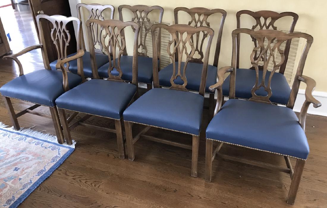 Eight English Chippendale Style Dining Chairs (1 of 5)