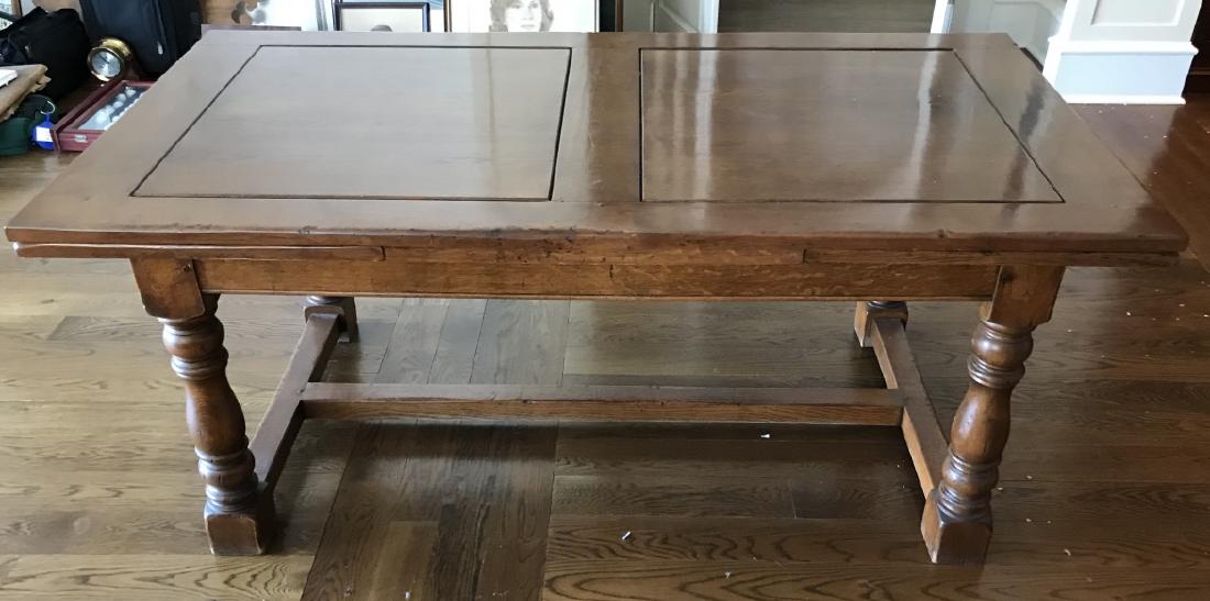 Oak English Style Farm Dining Table w Leaves (1 of 5)