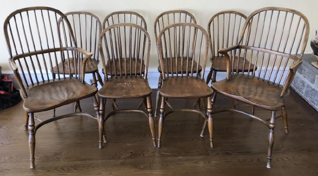 Eight English Windsor Barrel Back Dining Chairs (1 of 4)