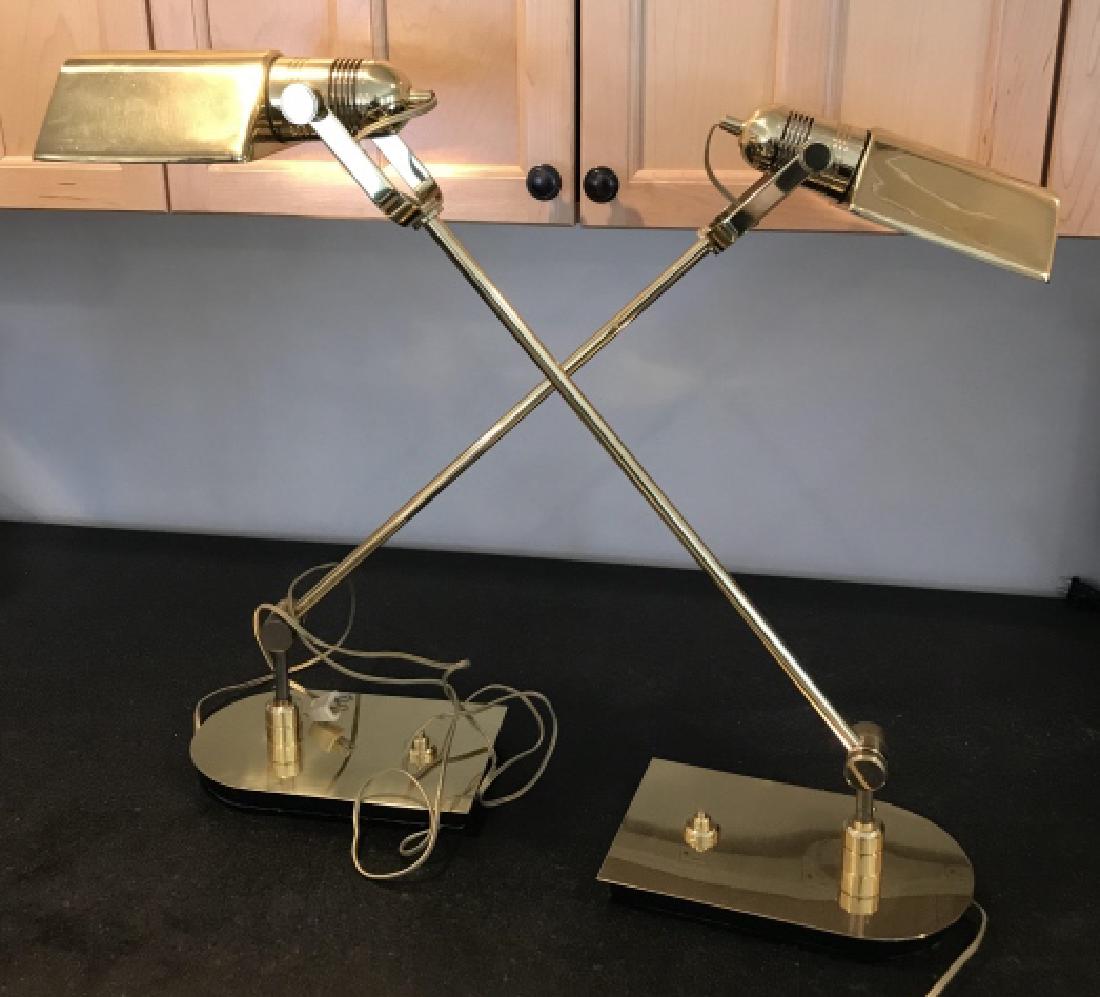 Pair of Gilt Brass Adjustable Table Lamps (1 of 3)