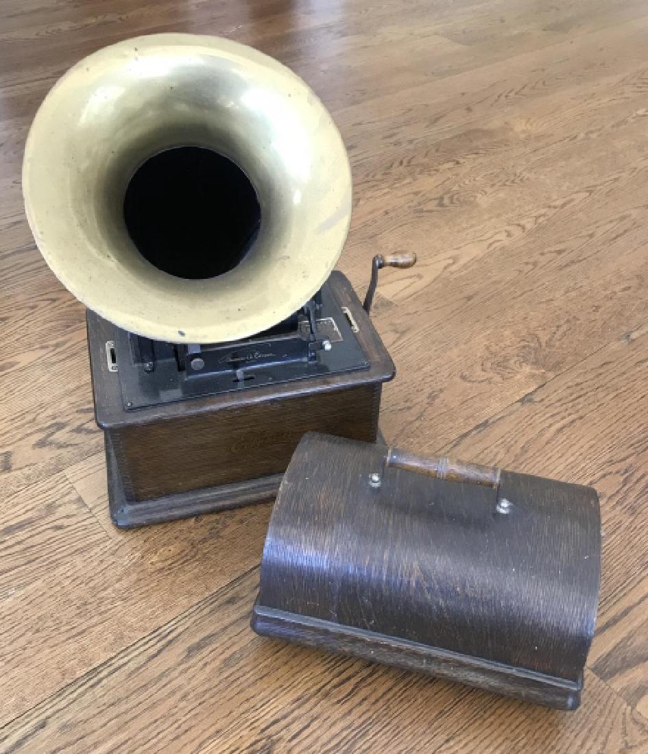 Antique Edison Player in Wooden Case w Horn (1 of 4)