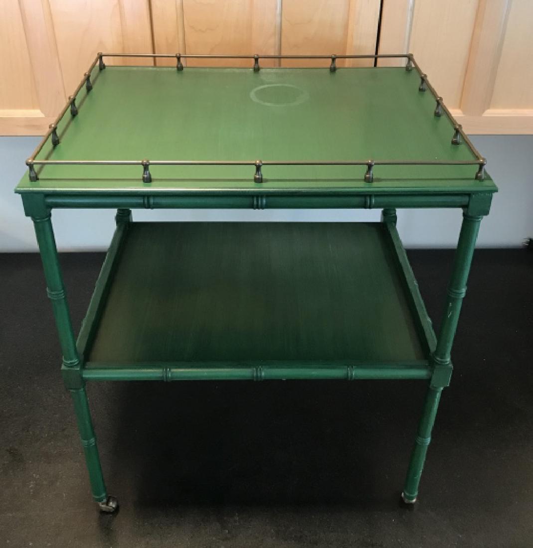 Carved Faux Bamboo Two Tier End Table w Gallery (1 of 3)