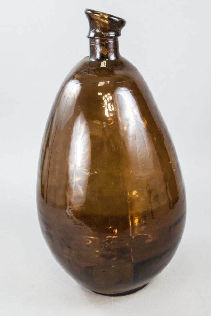 Antique Blown Amber Glass Large Scale Bottle (1 of 5)