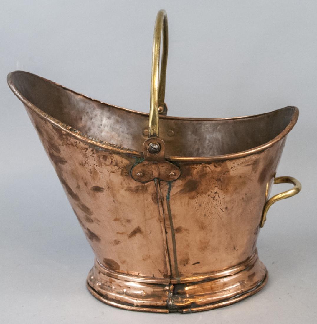 Antique 19th C Hammered Copper Coal Scuttle (1 of 5)