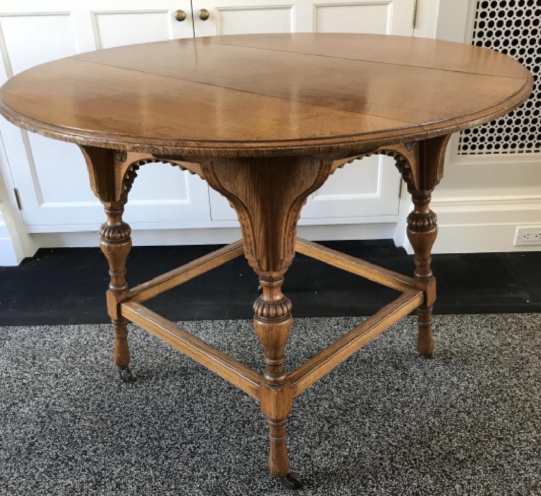 Antique 19th C Victorian Carved Oak End Table (1 of 5)