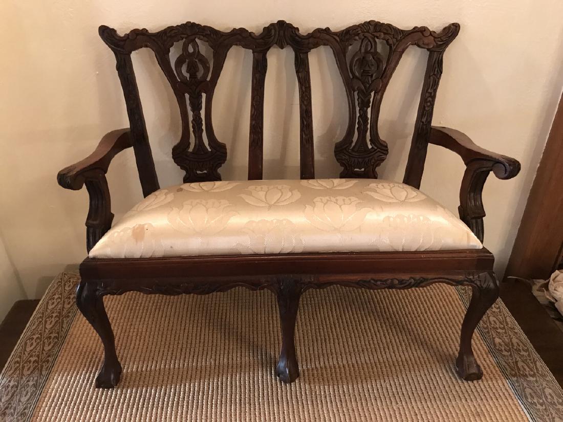 English Chippendale Style Doll Size Settee Bench (1 of 3)