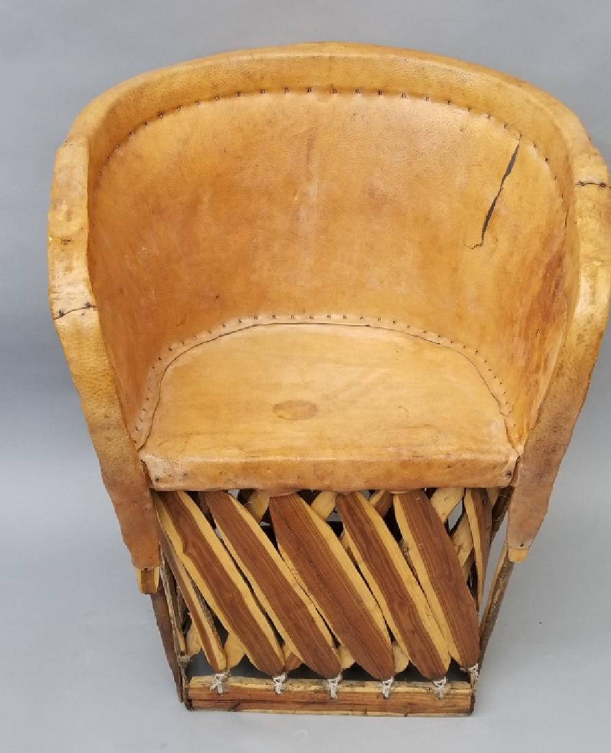 Bentwood & Pig Skin Leather Backed Rustic Chair (1 of 9)