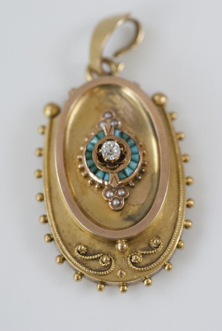Antique 19th C Victorian 14kt Gold Diamond Locket (1 of 4)