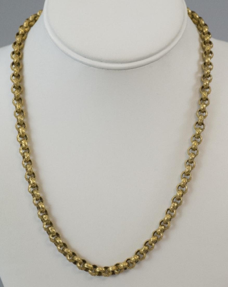Antique Georgian C 1820s Gold Pinchbeck Necklace: Antique Georgian C 1820s Gold Pinchbeck Necklace. Stylized rolo chain necklace. Measures 18 inches in length.