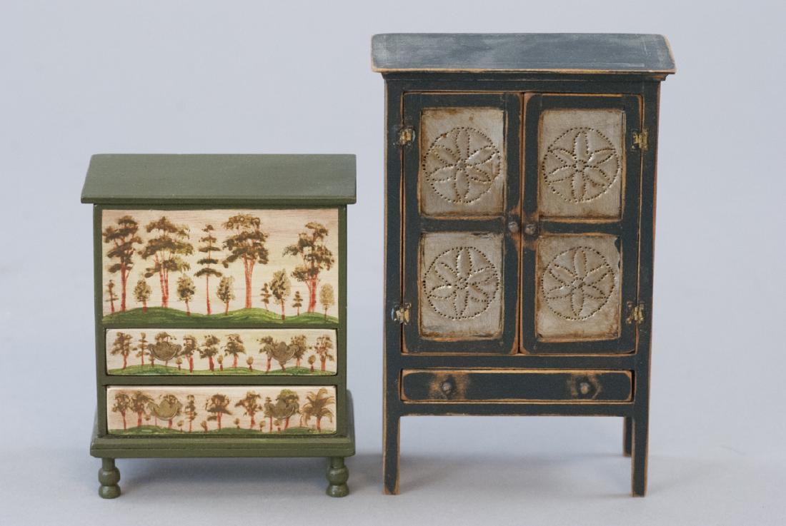 Artisan Handmade Dollhouse Pie Safe & Chest (1 of 5)