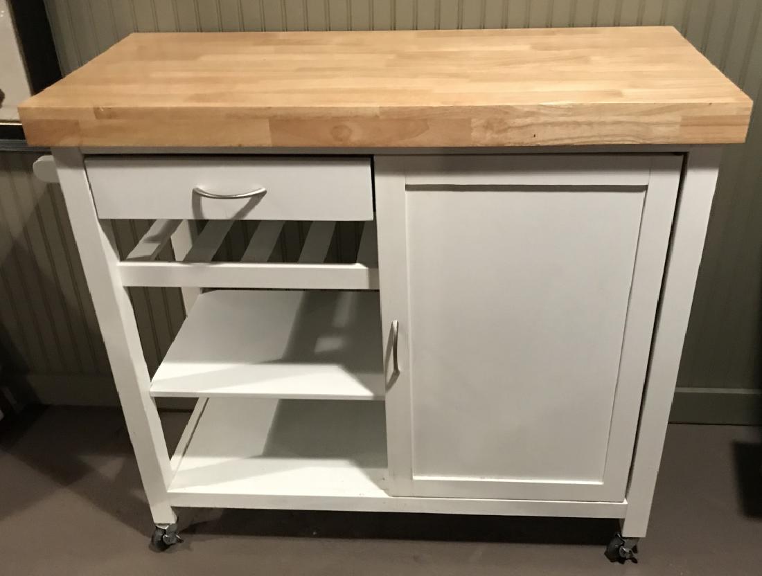 Contemporary Butcher Block Kitchen Island Cabinet (1 of 5)