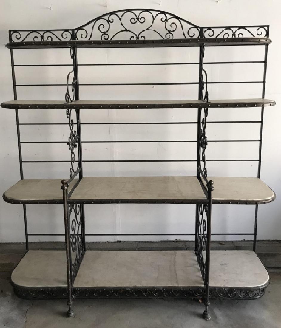 French Wrought Iron & Marble Baker's Rack Hutch