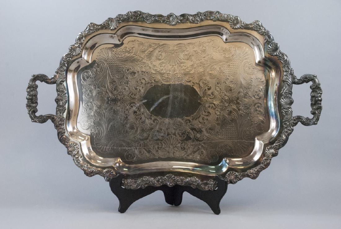 Sheffield Georgian Silverplate Footed Handled Tray (1 of 4)
