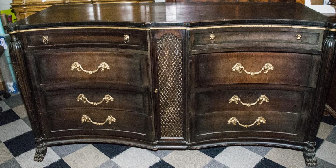 Italian Baroque Style Black & Gold Bedroom Bureau