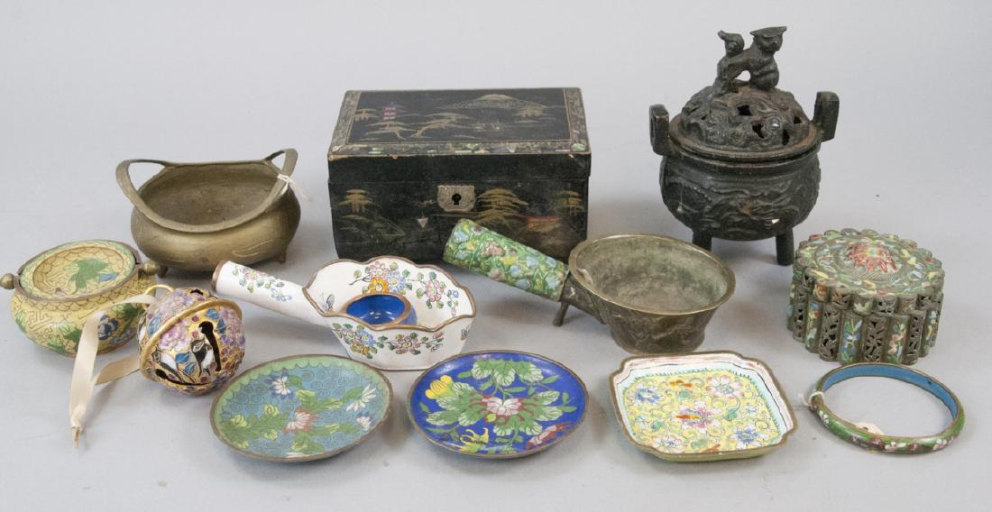 Lot Vintage Chinese Cloisonne, Iron, Brass (1 of 4)