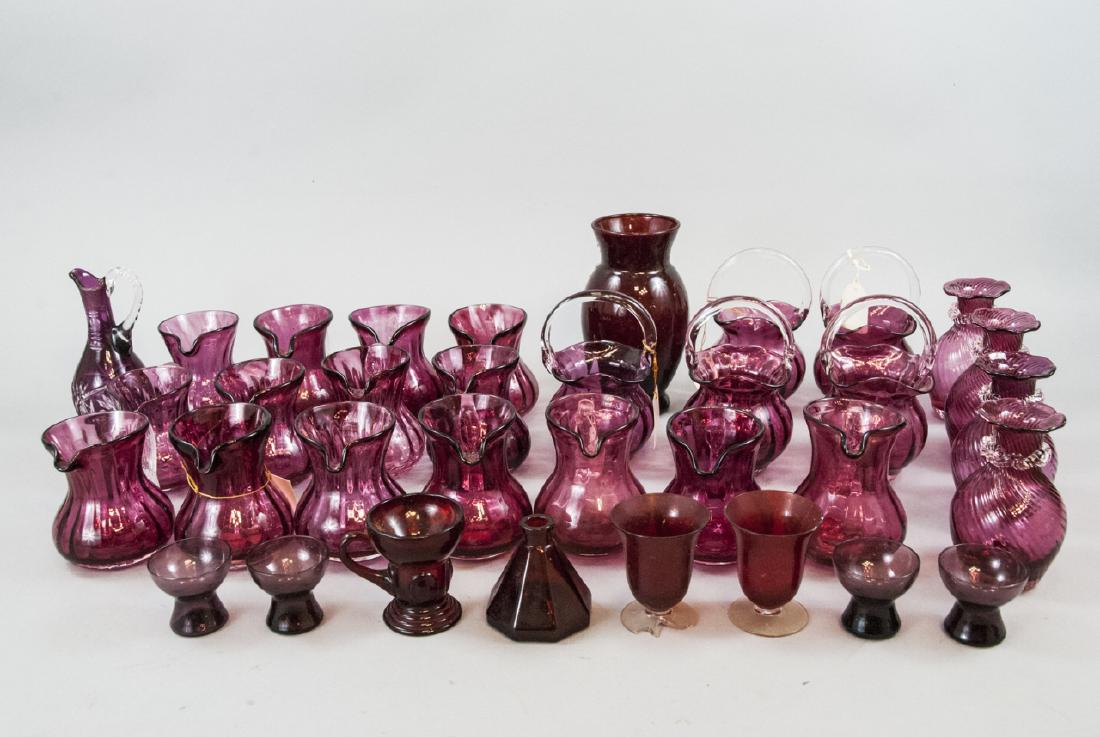 Lot Of Vintage Cranberry Colored Glass Items (1 of 6)