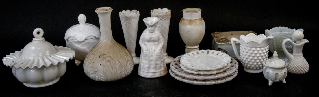 Lot Of Antique Milk Glass Plates, Vessels & More (1 of 6)