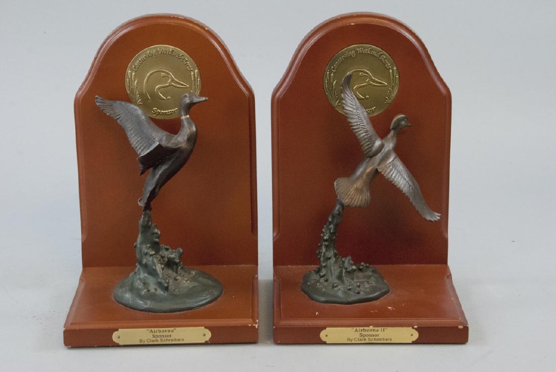 Pair Of Wooden Bird & Goose Figurine Bookends (1 of 7)