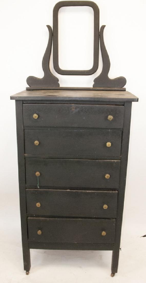 Antique Pine Bureau & Mounting Mirror Stand: Antique Pine Bureau and Mounting Mirror Stand. 48 inches x 28 inches x 17 inches. Mounting Mirror Stand is 12 inches high.