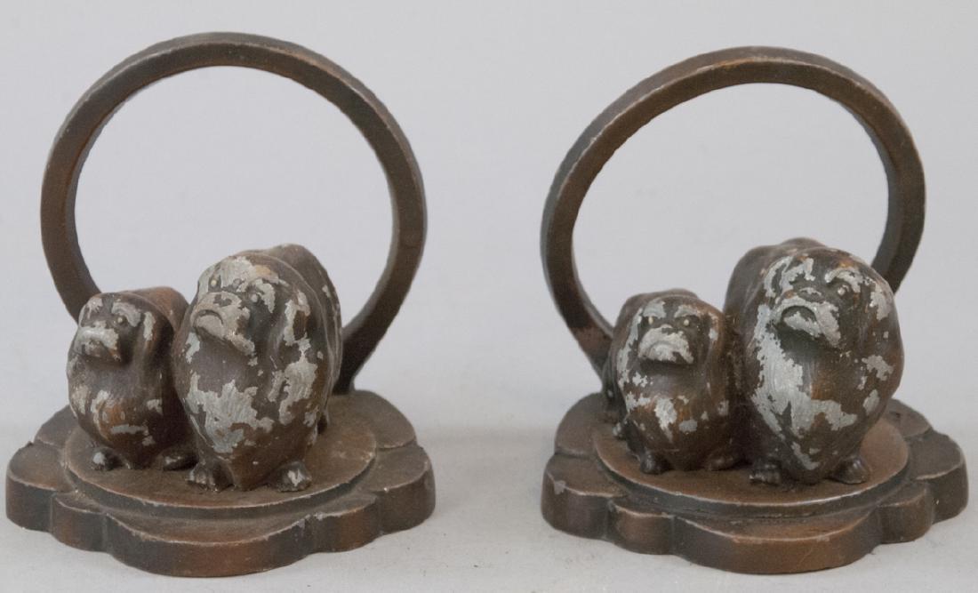Vintage Bronze Pekingese Dog Bookend Set (1 of 5)