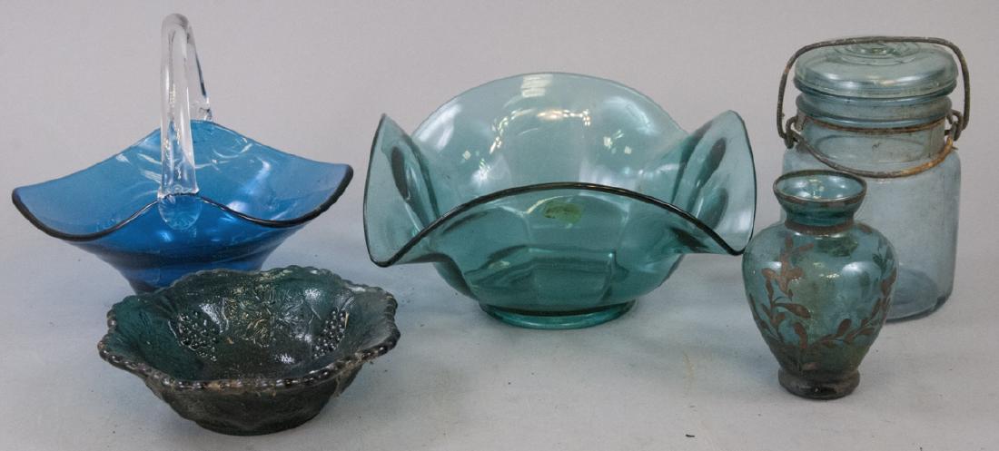 Assorted Lot Of Vintage Blue Glass Items (1 of 6)