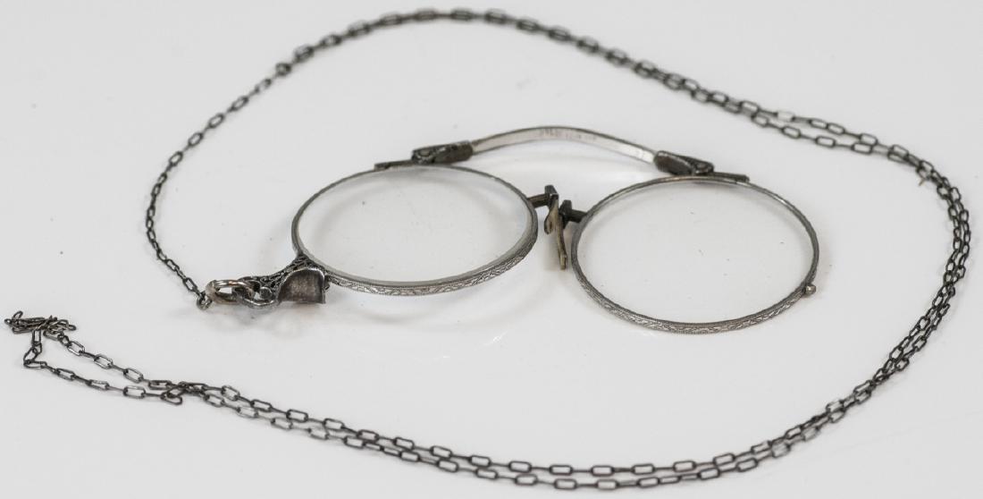 Antique Sterling Silver Eye Glasses on Chain (1 of 6)