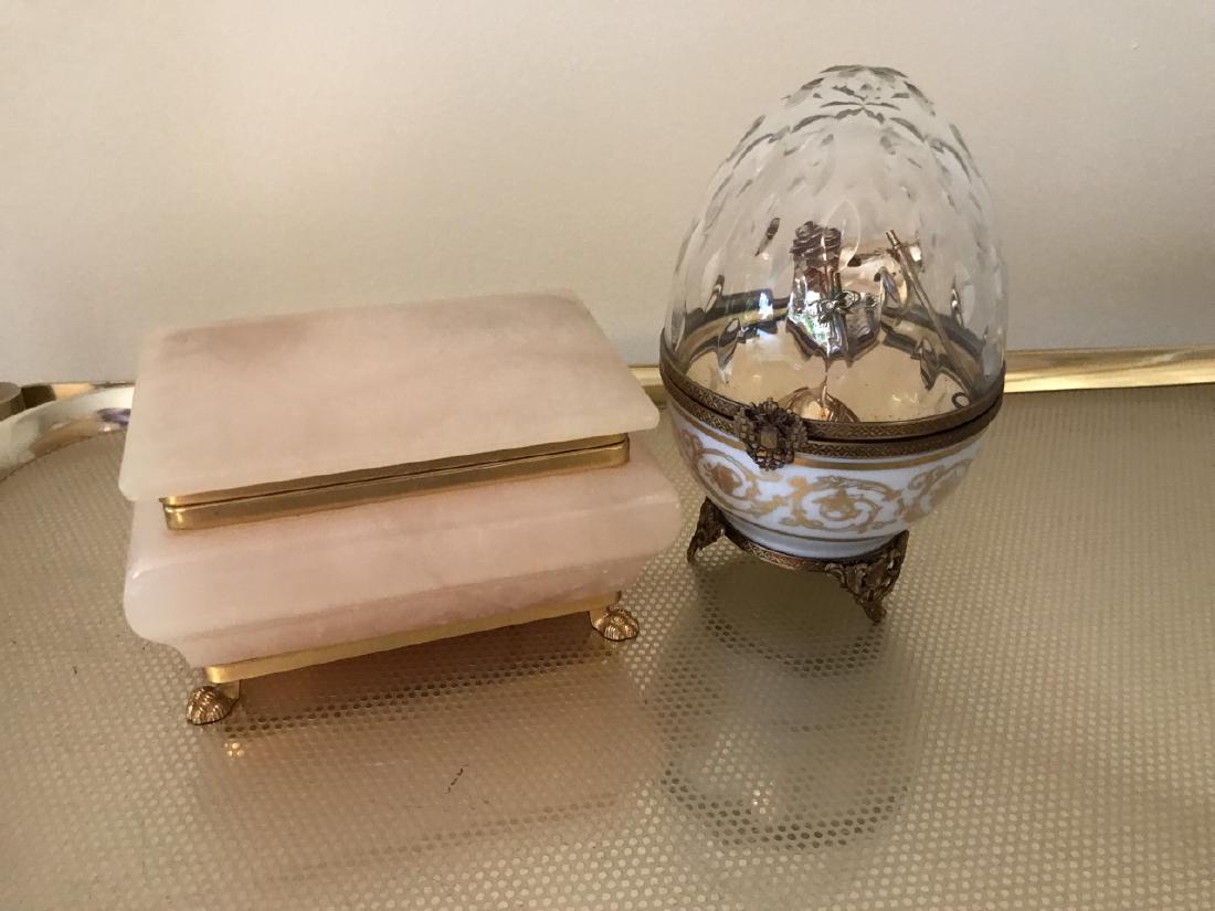 Faberge Box & Carved Alabaster Jewelry Box (1 of 3)