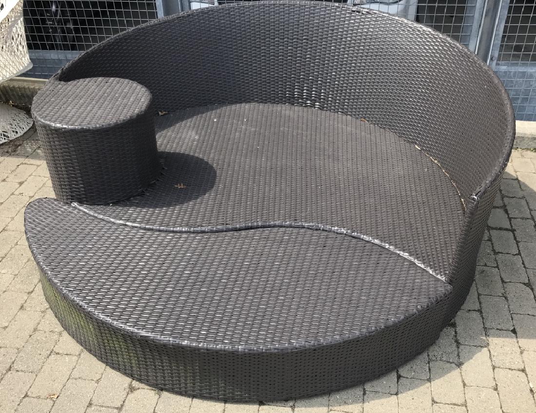 Contemporary Plastic Wicker Round Bench & Ottoman (1 of 5)