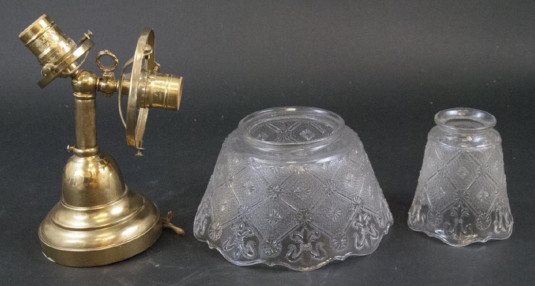 Antique Gilt Metal & Press Glass Double Arm Sconce (1 of 5)