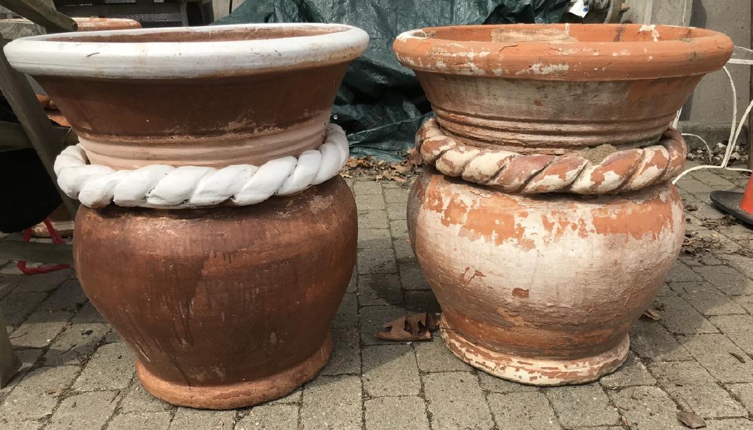 Pair of Terracotta Garden Pots w Rope Twist Design (1 of 3)