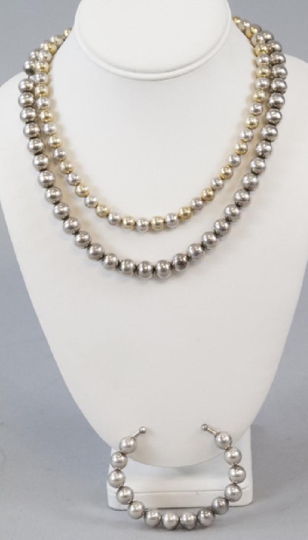 Vintage Sterling Silver Bead Necklaces & Cuff (1 of 5)