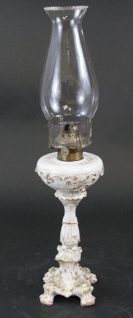 Antique French Rococo Style Porcelain Oil Lamp (1 of 5)