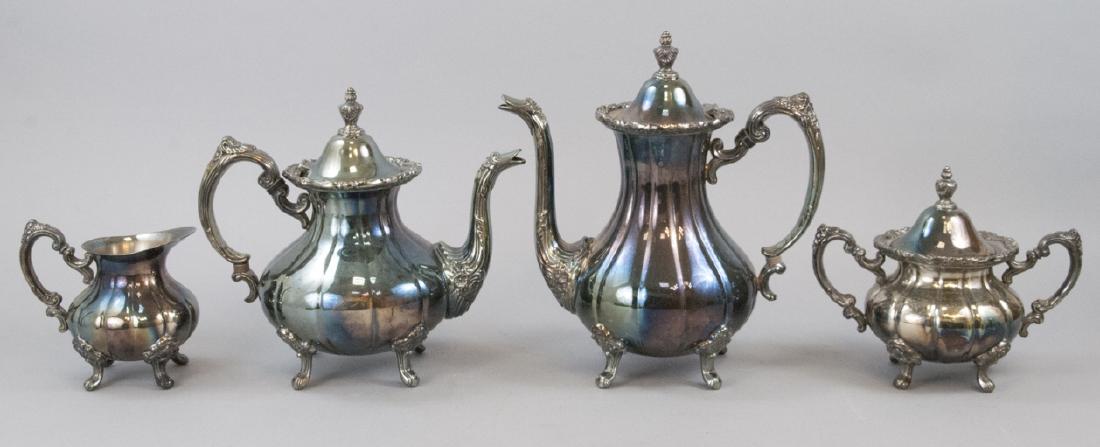 Silver Plate Georgian Rose Style 4-piece Tea Set (1 of 5)