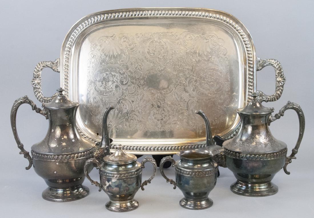 Edwardian Style Silver Plated Tray and Tea Set (1 of 1)