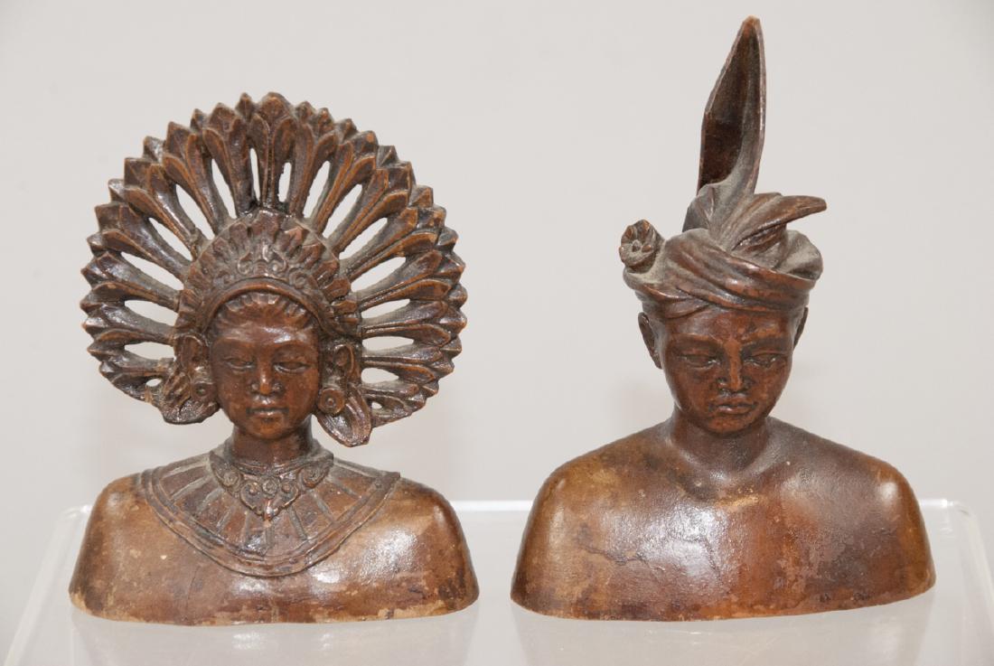 Pair Hand Carved Wood South East Asian Statues (1 of 4)