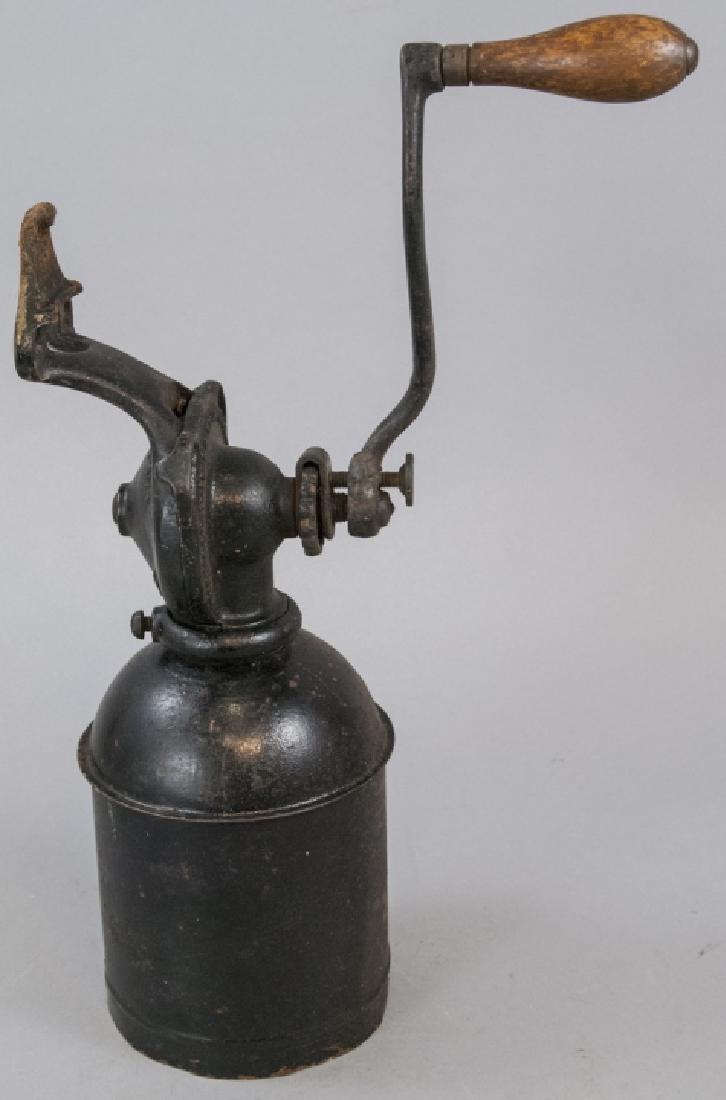 Antique Landers Frary Clark Mounted Coffee Grinder: Antique Landers,Frary,Clark Mounted Coffee Grinder, this coffee grinder is made out of cast iron and is labeled as Lander, Frary, & Clark Co, this piece was manufactured in 1909 and is measured at 12
