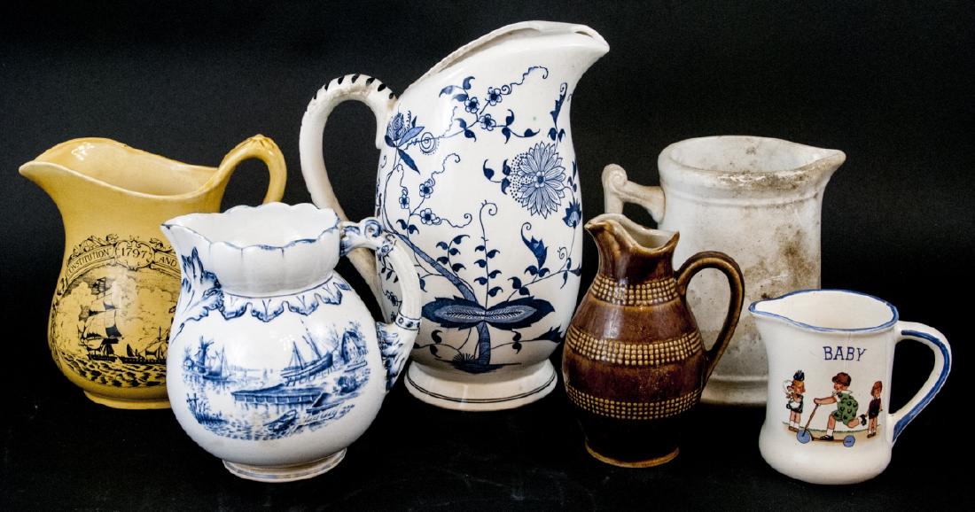 Six Vintage Porcelain / Ironstone Pitchers (1 of 8)