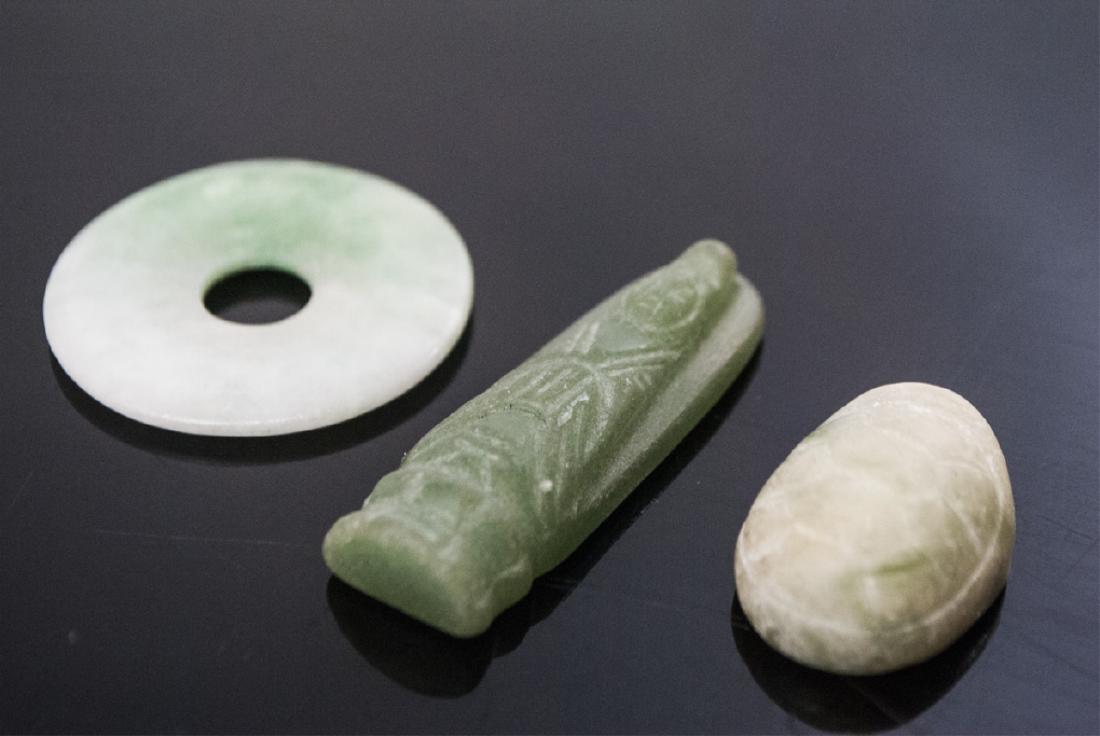 Chinese Jade or Hardstone Bi Disc, Turtle & Buddha (1 of 5)