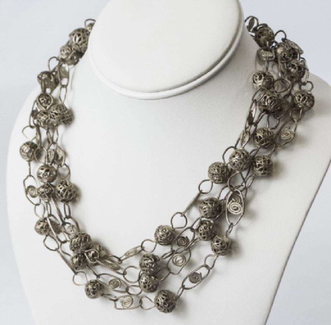 Estate Silver Tone Ornate Wire Wrap Necklace (1 of 5)