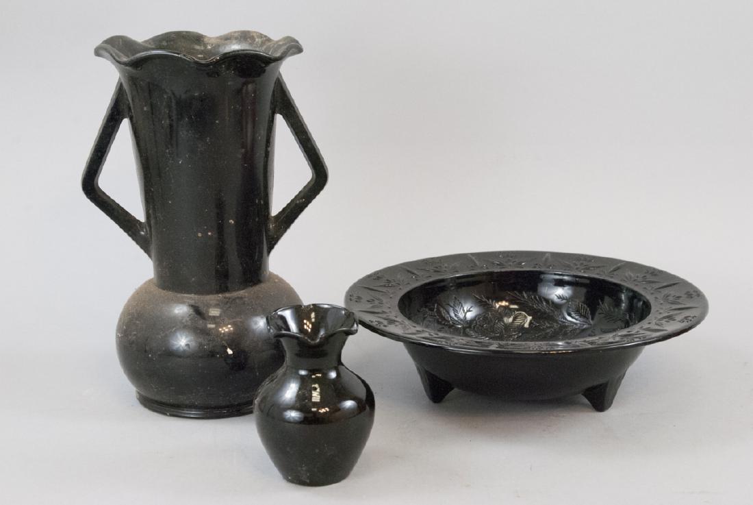 Three Vintage & Antique Black Amethyst Glass Items (1 of 4)