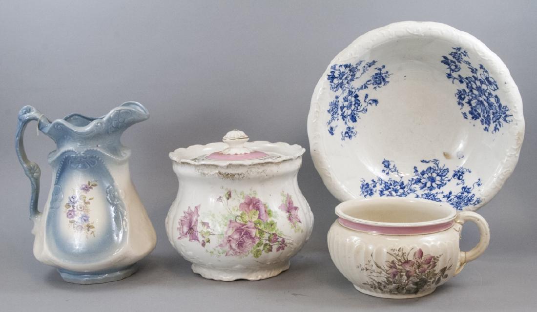 Antique Chamber Pot, Basin, Pitcher, Transfer Ware (1 of 5)