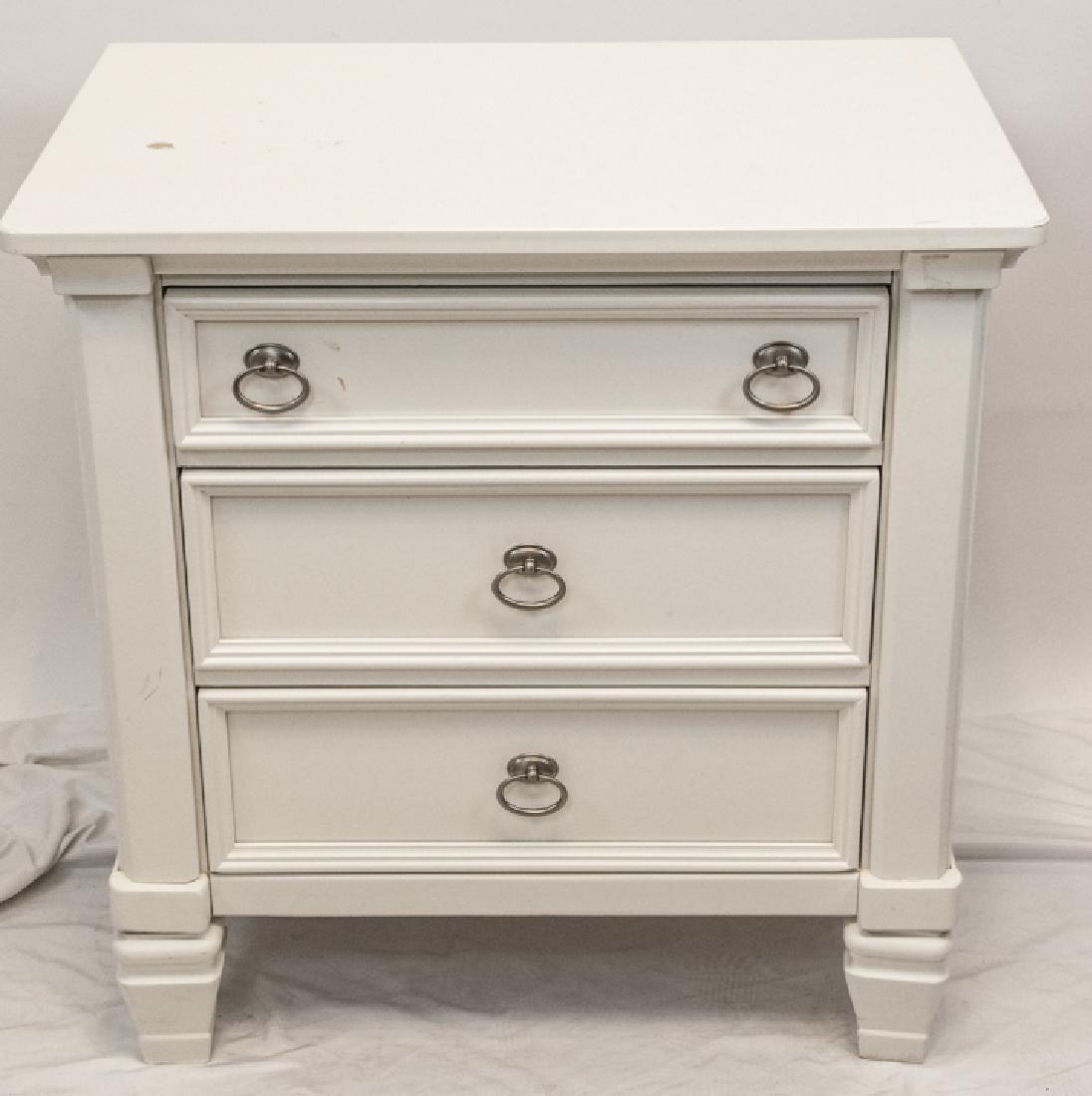 White Wooden Traditional Nightstand W/ 3 Drawers
