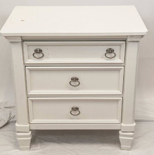 White Wooden Traditional Nightstand W/ 3 Drawers