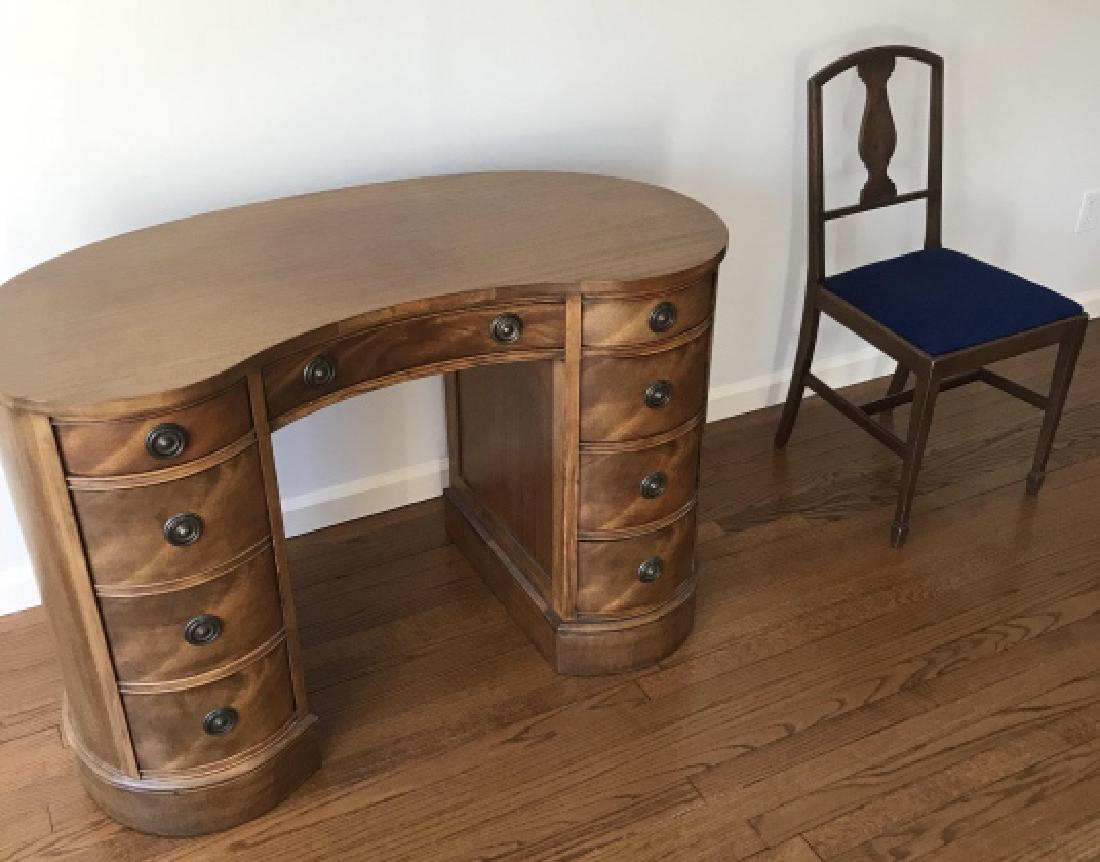Antique Kidney Form Office Desk & Desk Chair (1 of 5)